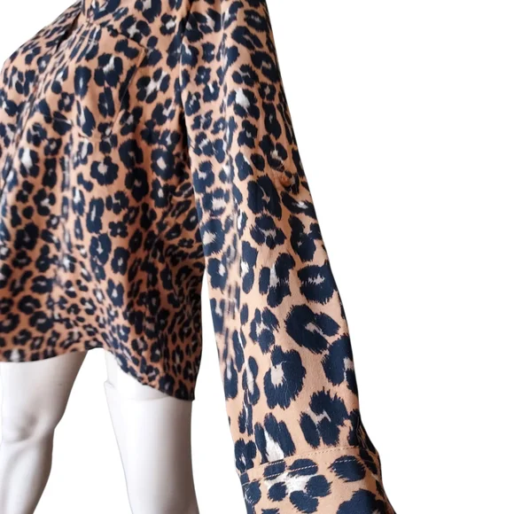 Talbots Cheetah Print Button Down Long Sleeve Womens Top Size Large - Picture 15 of 15